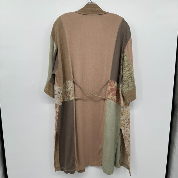 Vintage Spencer Alexis Jacket Cardigan Duster Size 2X Patchwork Linen Blend Boho - Picture 7 of 12